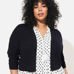 Torrid Rib Knit Cropped Open Front Cardigan Shrug NWT
